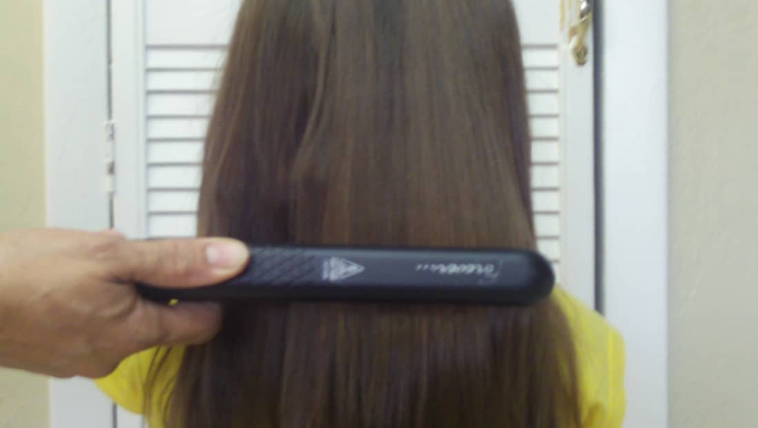straightening stiff hair