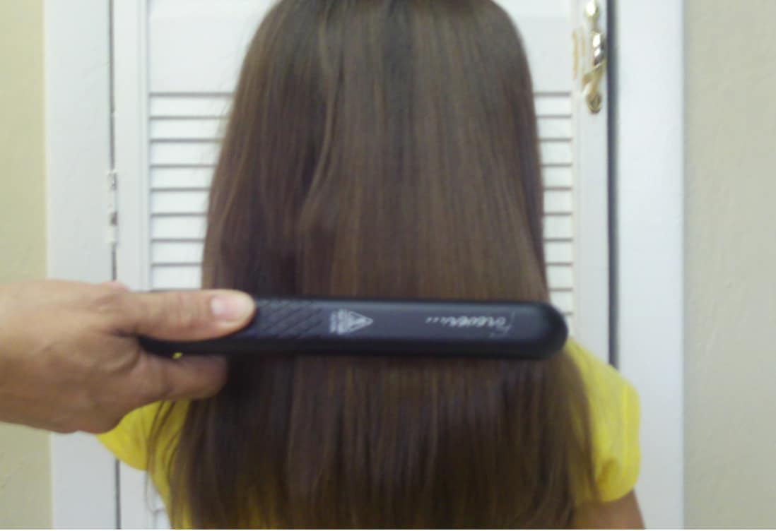 straightening stiff hair